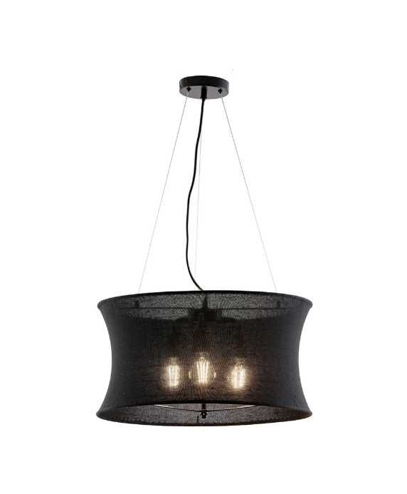 Czarna lampa sufitowa materiał bęben 3x40W