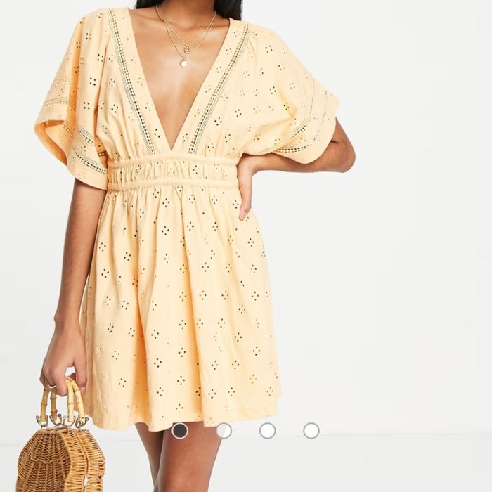 Asos sukienka na lato brzoskwiniowa azurowa S 36