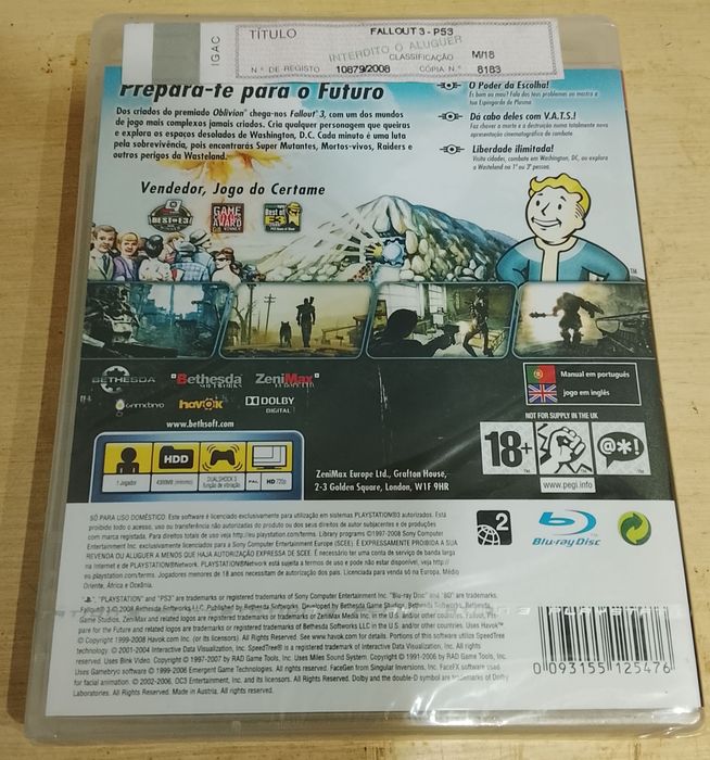 Fallout 3 PS3 - Novo/Selado