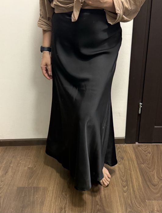Спідниця сатинова чорна, L-XL