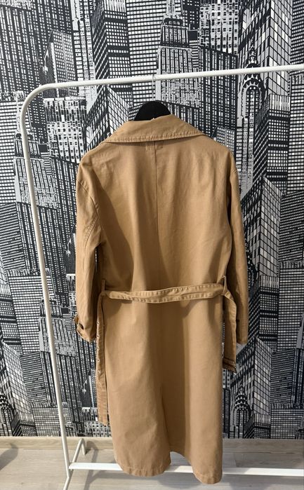 Довгий жіночій тренч на весну PLT стильний двобортний тренч з поясом