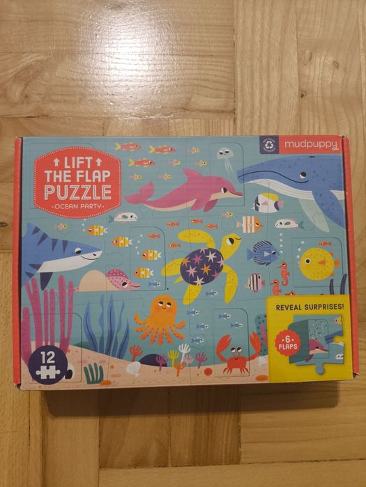 Puzzle puzle z okienkiem powodny świat ocean party Lift the flap Mudpu
