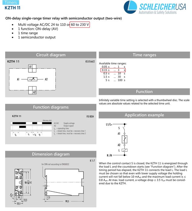 Przekaźnik czasowy Schleicher  KZTH11 (C) czasówka