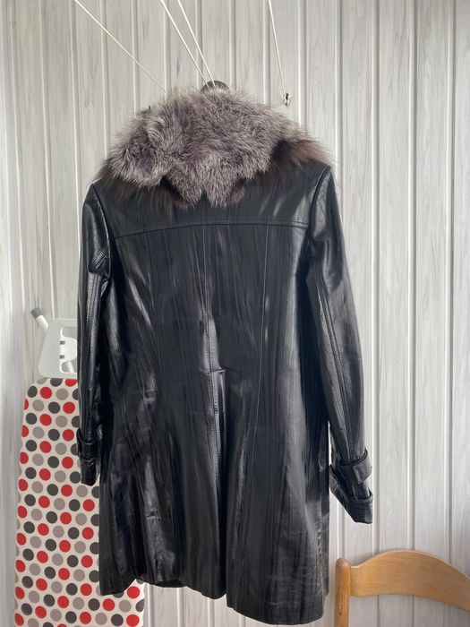 Куртка кожаная чернобурка зима осень