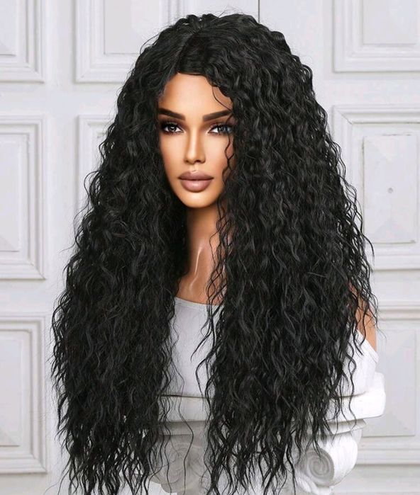 Włosy peruka czarna