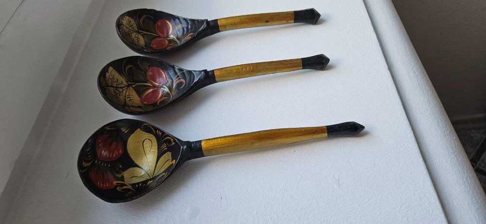 Деревянные ложки антикварные Петриковская роспись, ручная работа. СССР