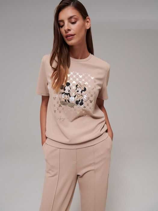 Nowość 2025:) beżowa bluza z krótkim rękawem Mickey mouse MOHITO XL