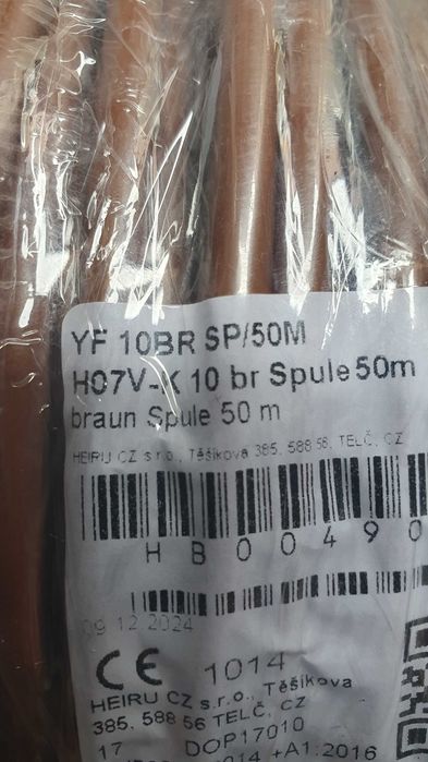 Przewód Linka 10mm² 1x10mm H07V-K 10 brązowy 50 Metrów Szpula