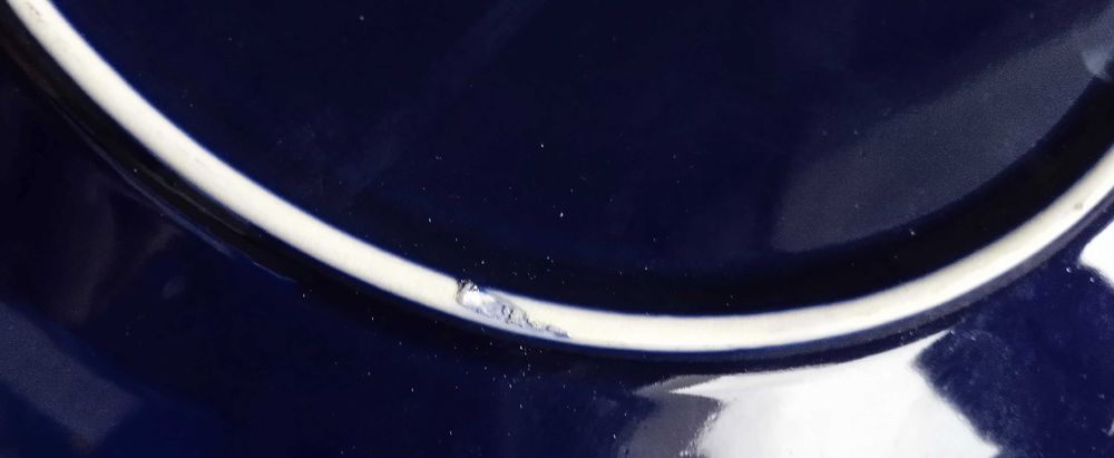 Chiński talerz kobaltowy złocony - Handmade