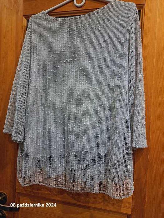 cienki sweterek, bluzka 44 koronka ażur