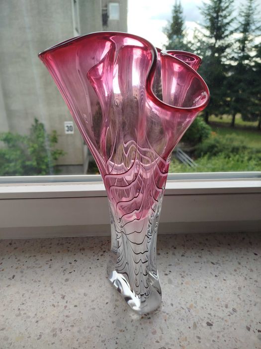 A. Jablonski Kryształowy wazon tzw. "Chusta", sygnowany, 32 cm