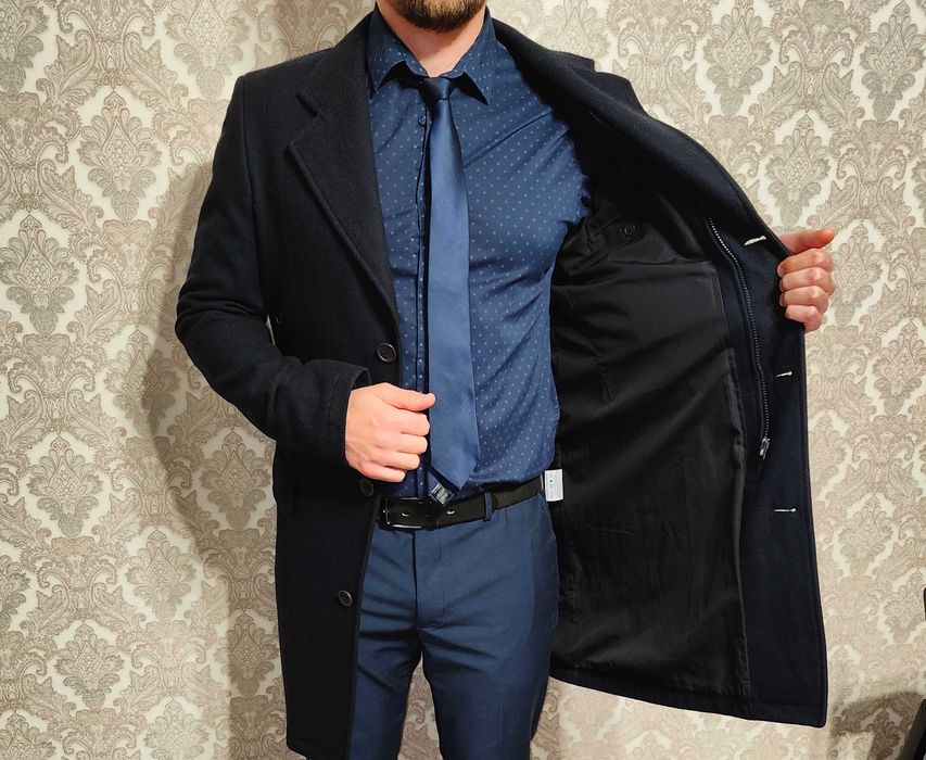 Чоловіче шерстяне пальто Італія Cotton&Silk розмір M ( 50-52)