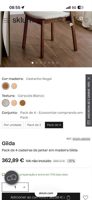 Mesa de jantar redonda + 4 cadeiras NOVO EMBALADO