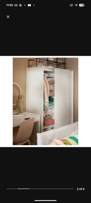 IKEA KLEPPSTAD Wardrobe with sliding doors, white, 117x55x176 cm