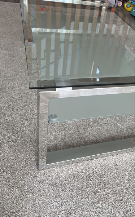 Mesa de centro vidro temperado e aço