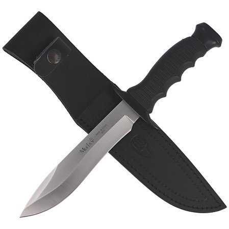 Nóż Muela 85-161 Black Rubber, Satin 420H + etui skórzane