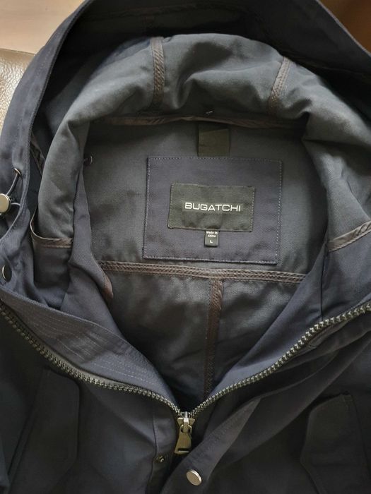 Kurtka męska, nowa, lekka parka Bugatchi z USA, granatowa, rozmiar L