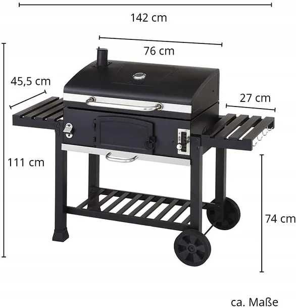 GRILL węglowy EL FUEGO ONTARIO XXL DUŻY  ruszt żeliwny składane półki!