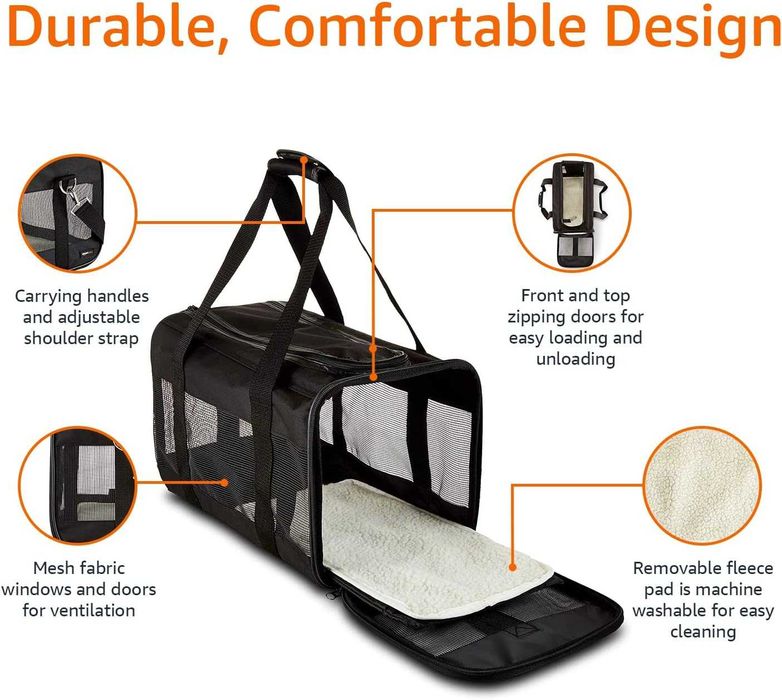 Переноска для тварин Amazon Basics з м’якої сітки, велика, чорна