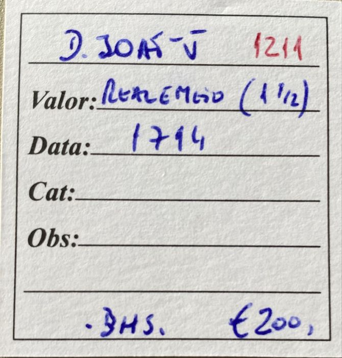 Moeda 1211 - D. JOAO V - Real e Meio ( 1 1/2 ) 1714