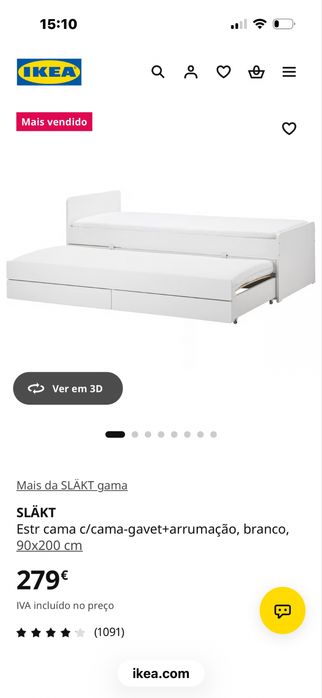 Cama dupla com arrumação