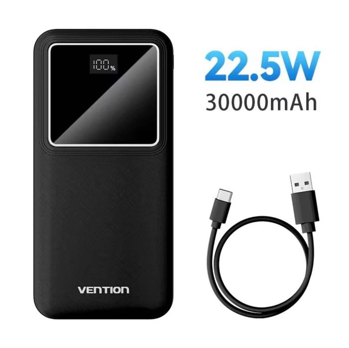 Павербанк Vention Реальна ємність 30000mAh 22.5W Black
