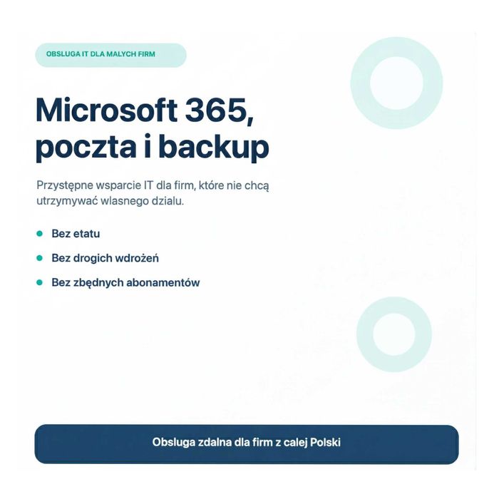 Obsługa IT dla małych firm | Microsoft 365, poczta, bezpieczeństwo
