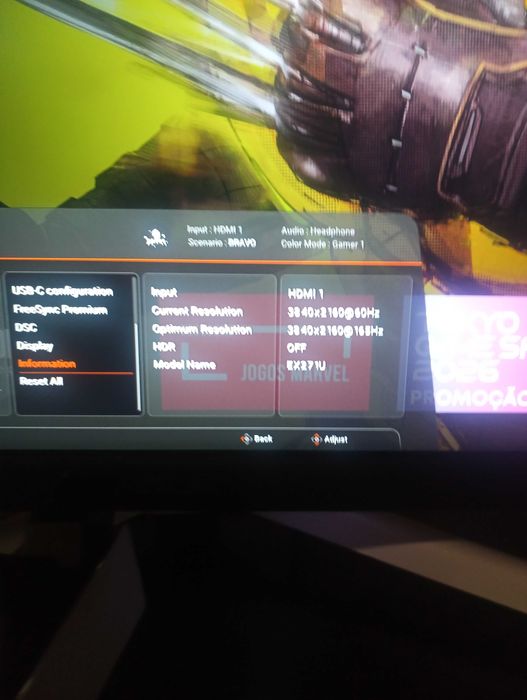 BenQ MOBIUZ EX271U 27" 4K 165Hz IPS — Excelente estado + fatura