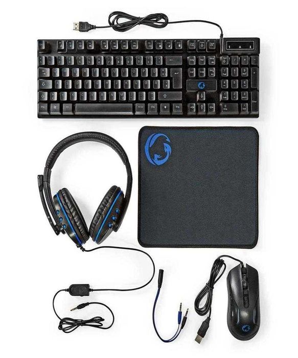 Teclado Gaming com Fios + Rato Nedis Gaming Combo Kit | Preto