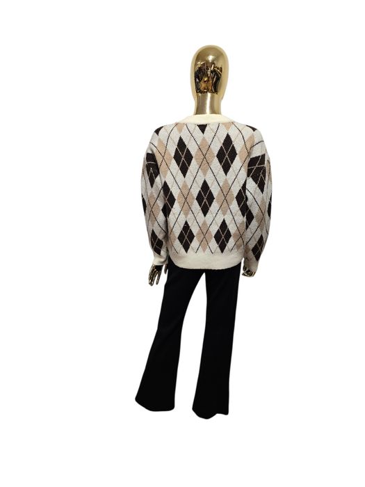 Sweter damski COZY ARGYLE kremowy w romby rozmiar uniwersalny Moocci