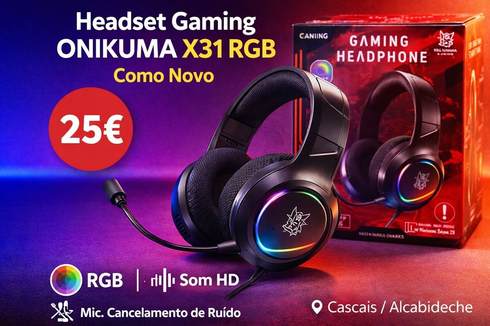 Headset Gaming ONIKUMA X31 RGB – Como Novo