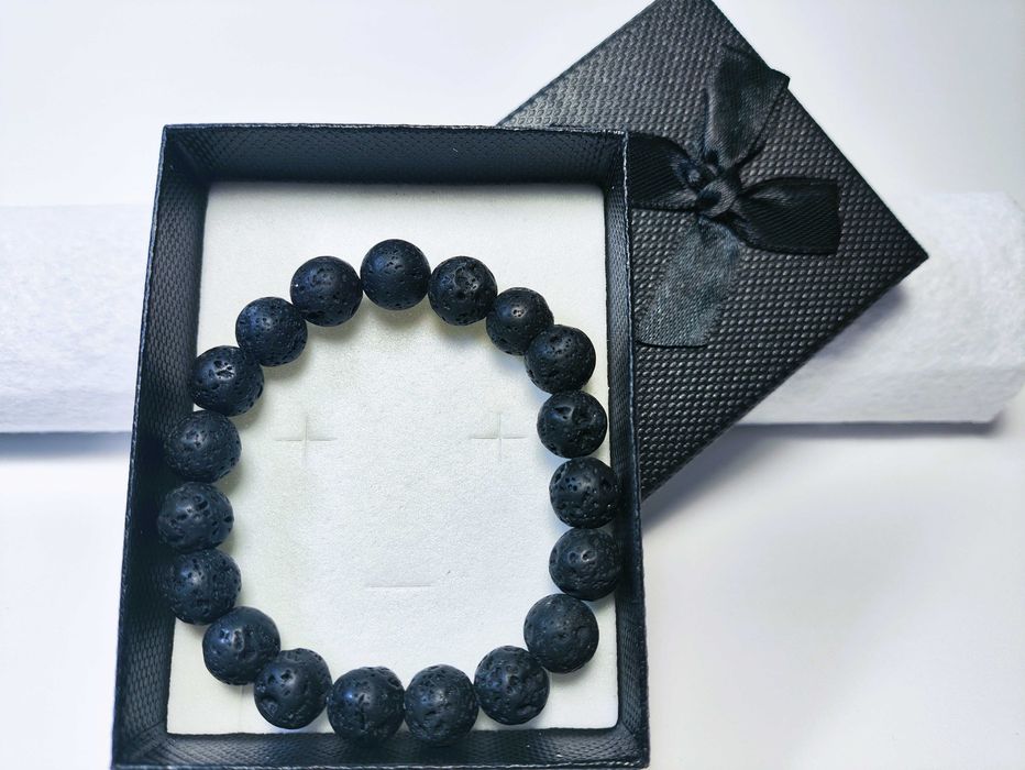 Pulseira de Pedra Vulcânica Natural Contas de Lava Acessório de moda joias feitas à mão - Aromaterapia