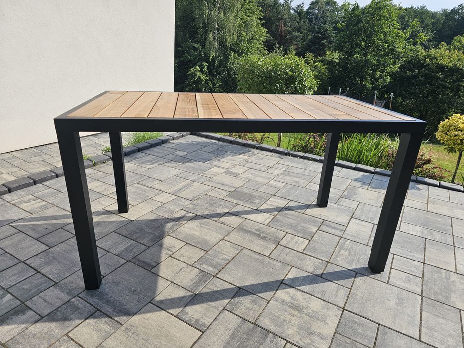 Nowoczesny stół ogrodowy/tarasowy-aluminium+drewno