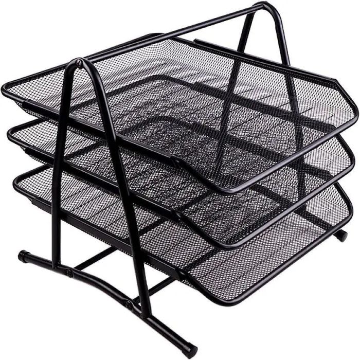 Органайзер Лоток для паперу горизонтальний А4 3 відділення металевий ч