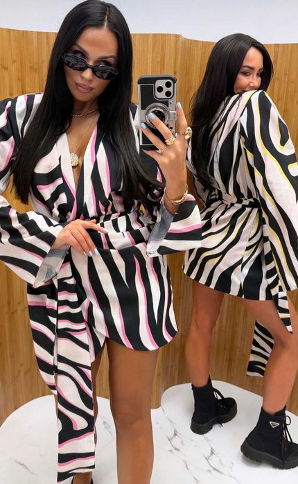 La milla sukienka zebra kimono paski lamilla różem