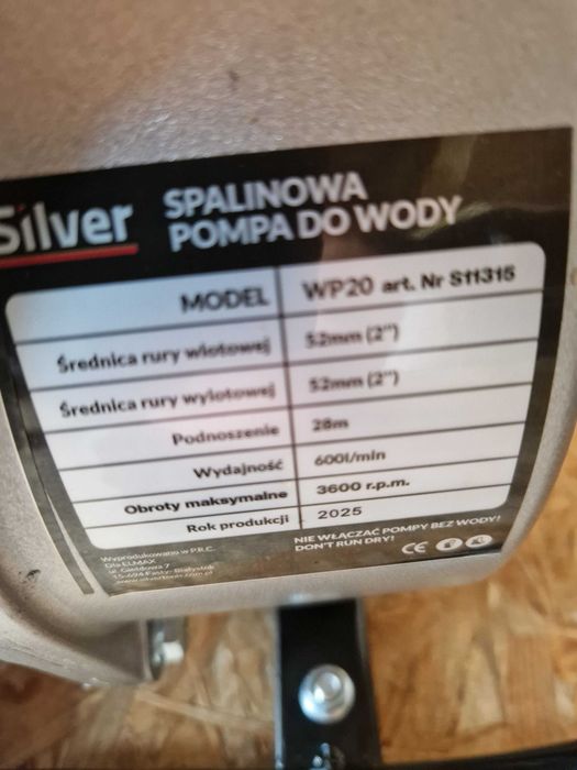 Pompa do wody motopompa  silver model s11315 2 cale wp20