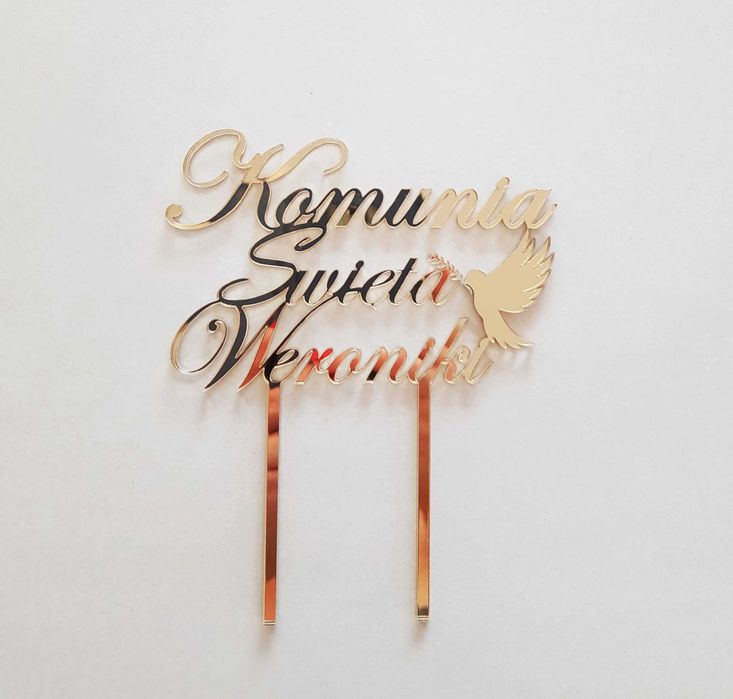 Topper komunia złoty lustrzany