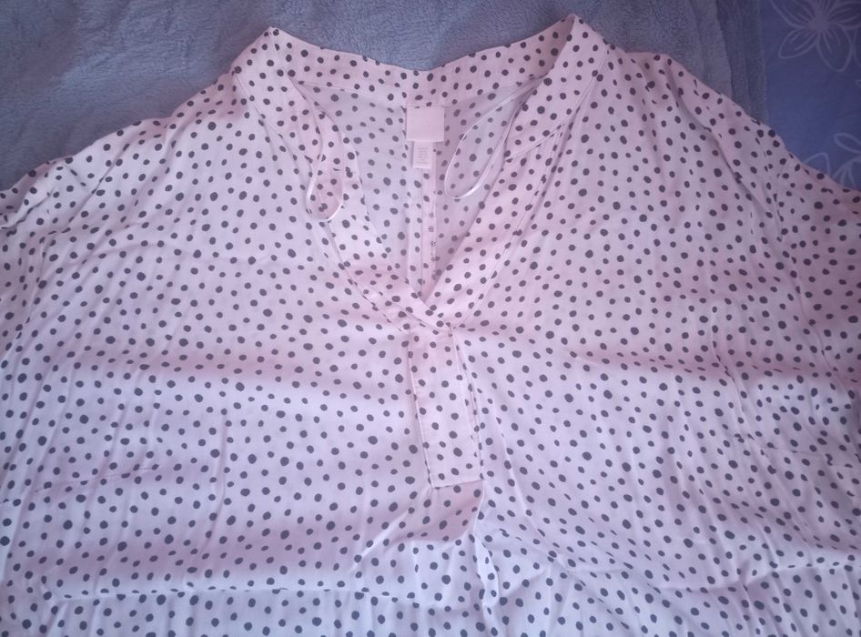 Sukienka damska cienka biała w czarne kropki H&M r.XL