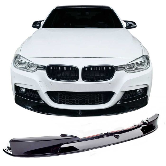 Aba / Spoiler / Lip Frontal em preto piano brilhante para BMW F30 / F31 11-19 M-Performance Look em plástico ABS