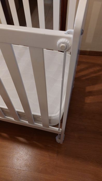 Berço Micuna branco+colchão Pikolin+roupa de cama
