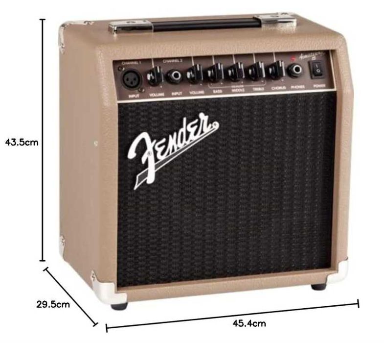 Fender Acoustasonic 15, amplificador combinado para guitarra acústica, 15 W, cor castanho, entrada dupla (microfone guitarra)