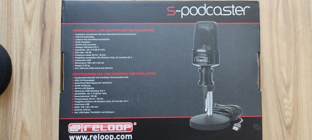 Mikrofon RELOOP SPODCASTER plus filtr