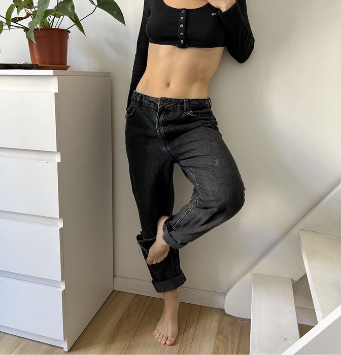 Czarne mom jeansy/denim Bershka 38/M