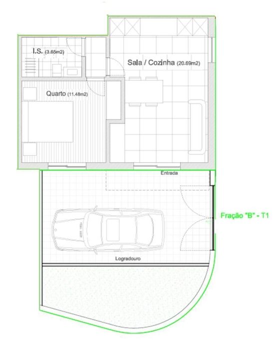 Apartamento T1 em Darque de 44,00 m2