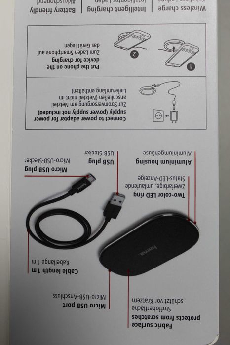 Бездротова зарядка для смартфонів HAMA 5V 2A Беспроводное зарядное