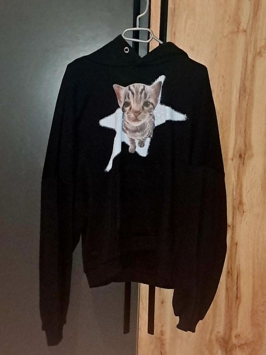 Bluza z nadrukiem kota krótka