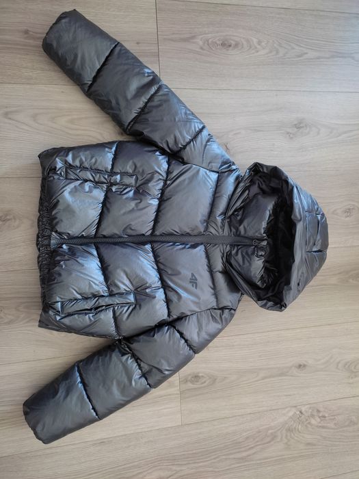 Okazja! Kurtka puchowa pikowana 4F, zimowa, dla dziewczynki, 128, -bdb