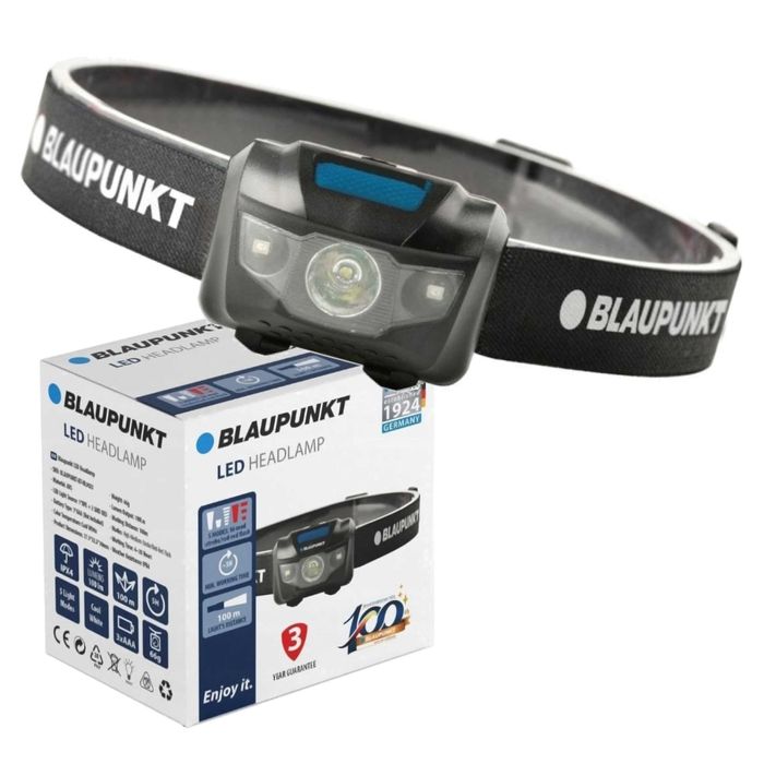 Latarka Czołowa 100 Lumenów Zasilanie Bateryjne AAA Blaupunkt Czołówka