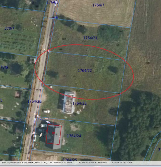 Na sprzedaż działka budowlana - Grzymalin, gm. Miłkowice. 1233m2