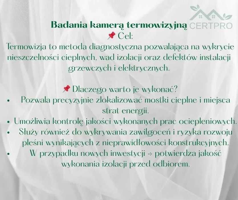 Świadectwa energetyczne,  Audyty / Termowizja Rzeszów, Łańcut, Leżajsk